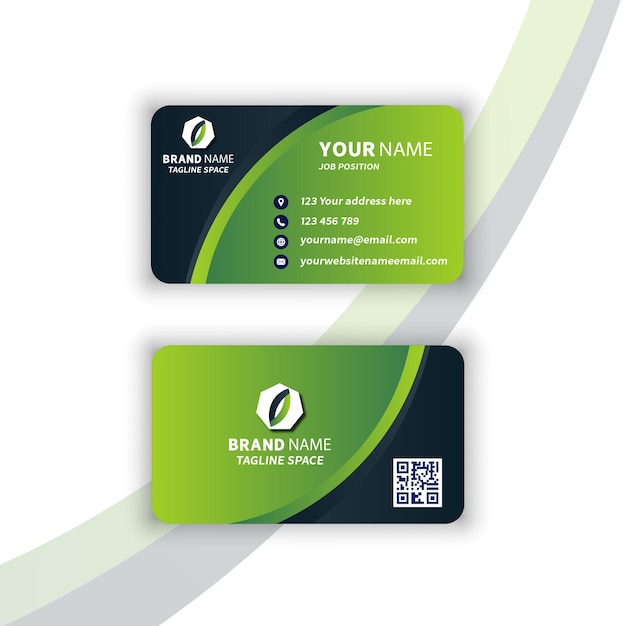 Vector professional elegant blue and green modern business card design template