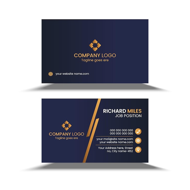 Vector professional elegant blue and yellow modern business card design