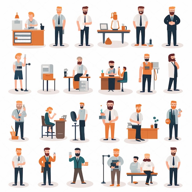 vector professional illustration business work woman character people isolated person job