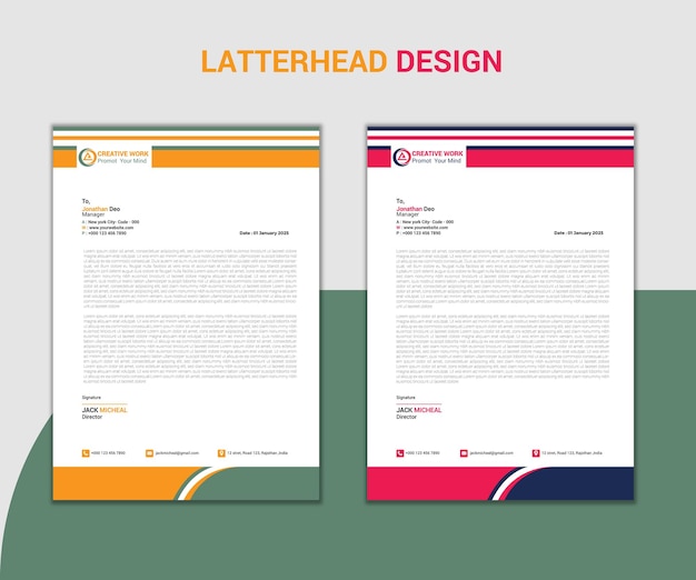 Vector professional and minimalist corporate letterhead template design