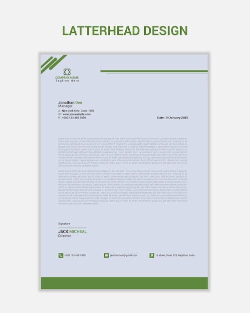 Vector professional and minimalist corporate letterhead template design