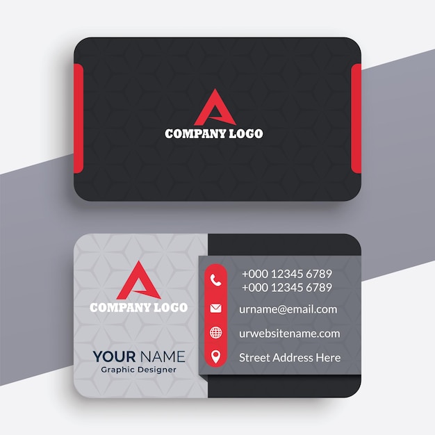 Vector professional red and gray style modern business card