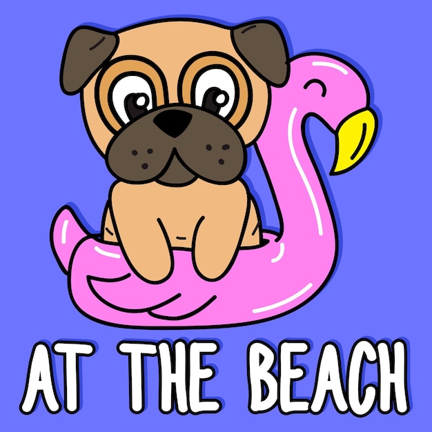 VECTOR PUPPY DOG AT THE BEACH TEXT