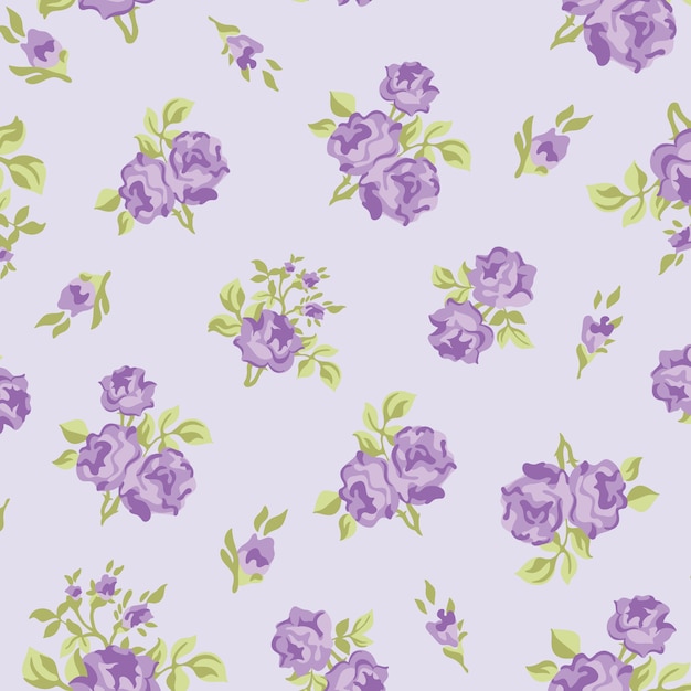 Vector purple flower pattern print.