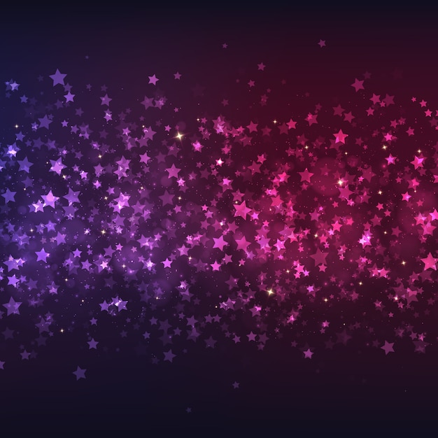 Vector purple-pink background with colorful stars