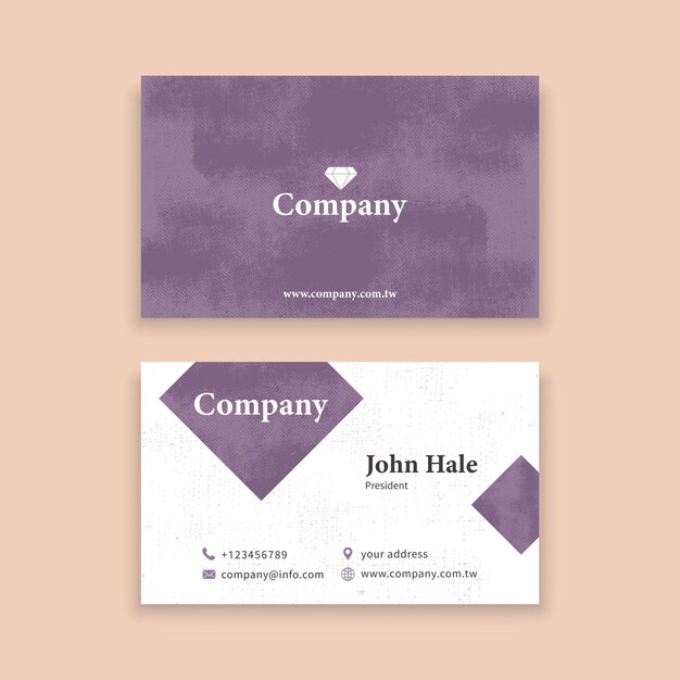 Vector vector_purple textured with diamond logo design business card