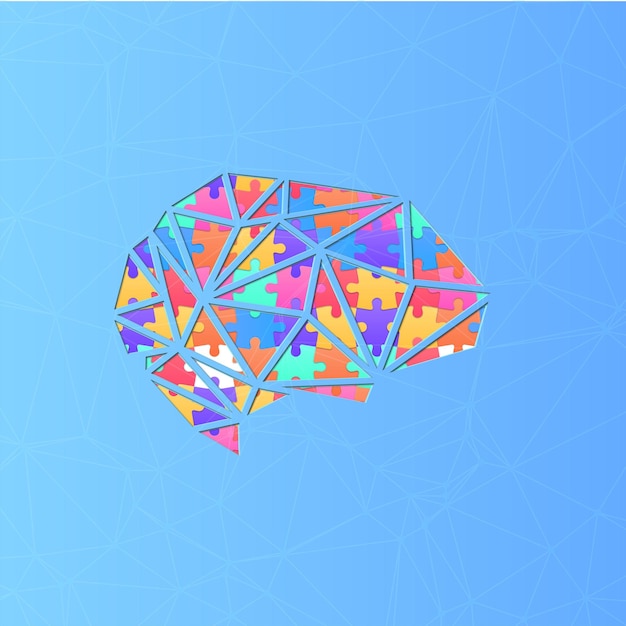 Vector vector puzzle brain mind fit icon of brain