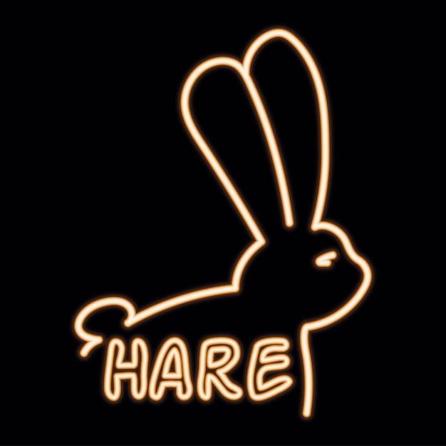 Vector rabbit logo Neon hare symbol