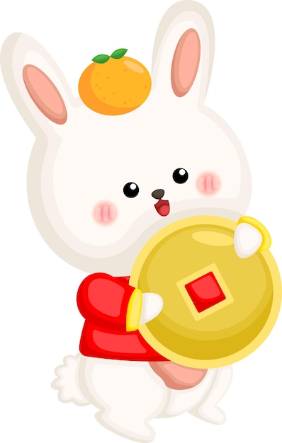 a vector of a rabbit with a gold coin