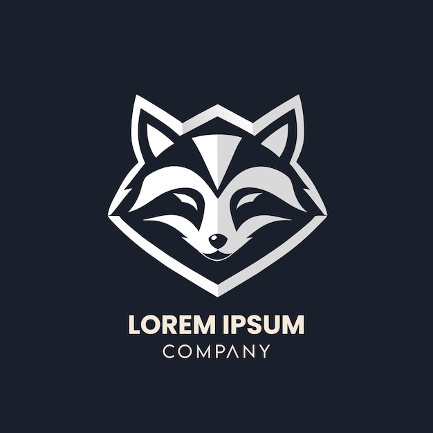 Vector raccoon simple logo design illustration