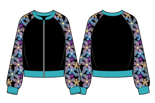 Vector raglan bomber with flower pattern