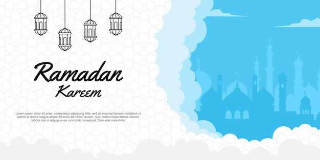 vector ramadan horizontal banner with flat design element