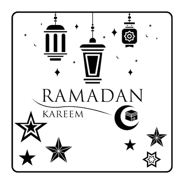 Vector Ramadan kareem element background decorative design black and white style