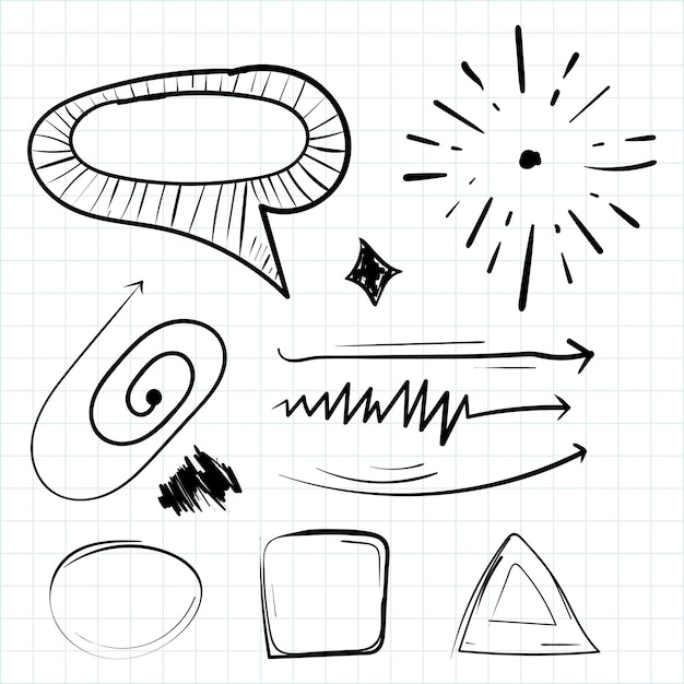 Vector random pen sketch scribbles set art