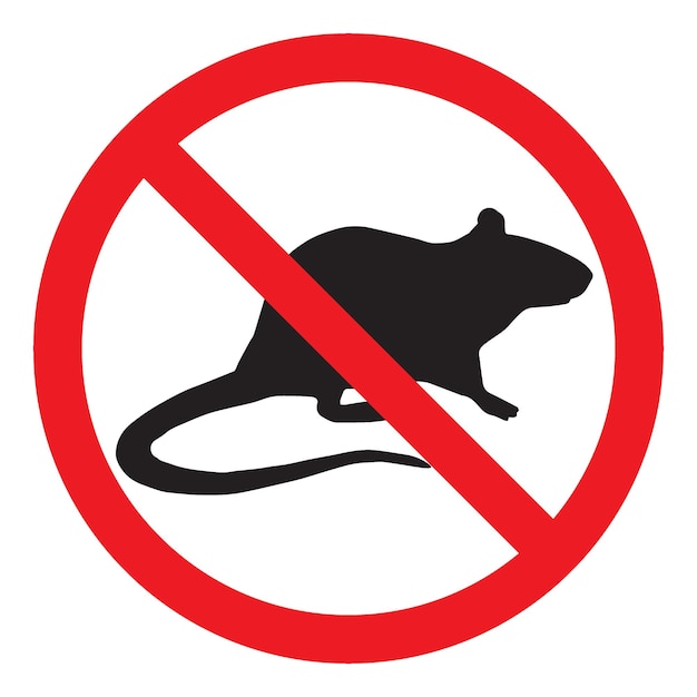 Vector rat silhouette crossed in red circle