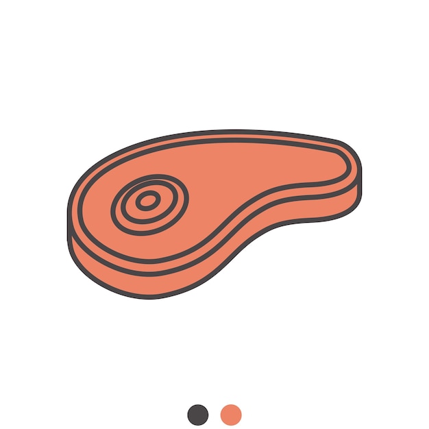 vector raw meat sticker on white background