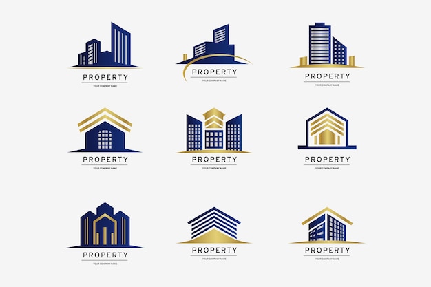 Vector real estate building logos set design template