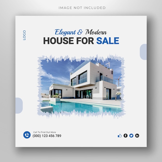 Vector real estate home for sale social media post or square banner template