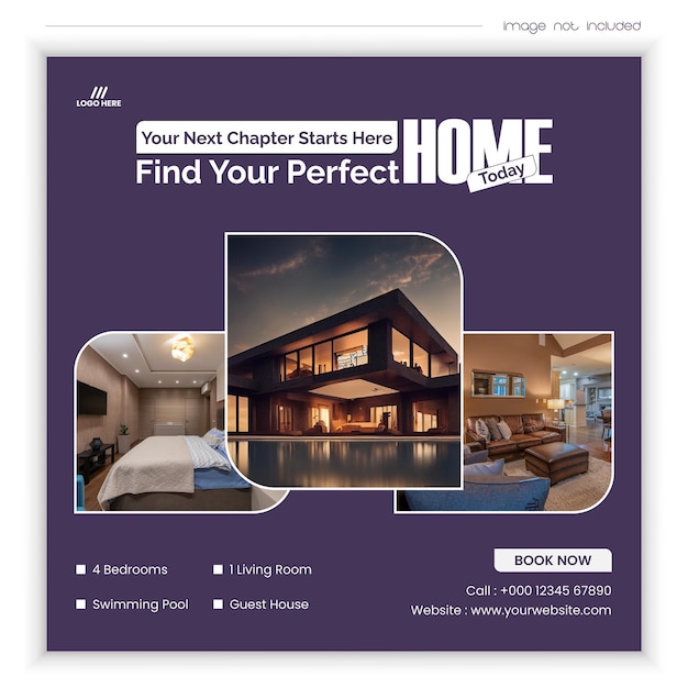 Vector real estate house sale poster or social media instagram banner design