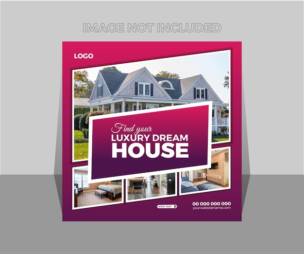 Vector vector real estate house social media instagram post or web banner template