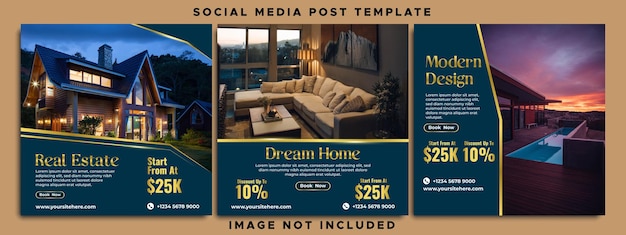 Vector real estate social media post template