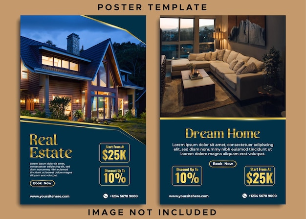 Vector real estate social media poster template