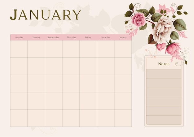 Vector real floral Calendar template design