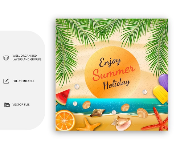 vector realistic background for summer season