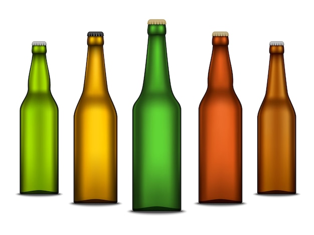 Vector realistic beer blank bottle mockups