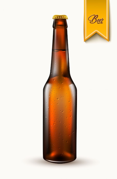 Vector realistic beer bottle mockup