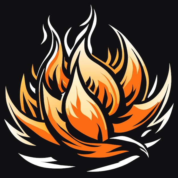 vector realistic burning fire flames with smoke doodle vector illustration