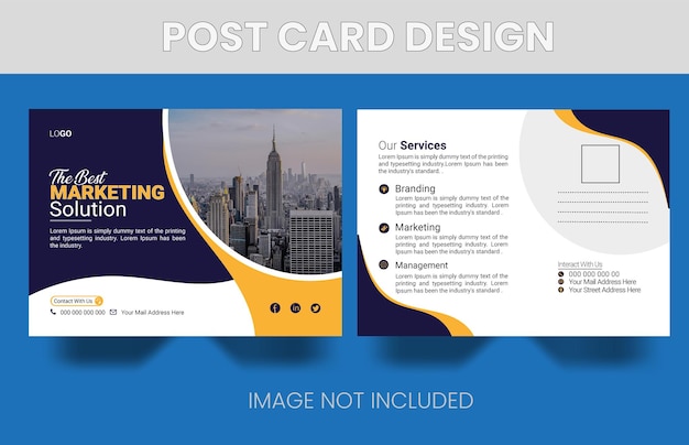 Vector realistic business postcard greeting card template premium design