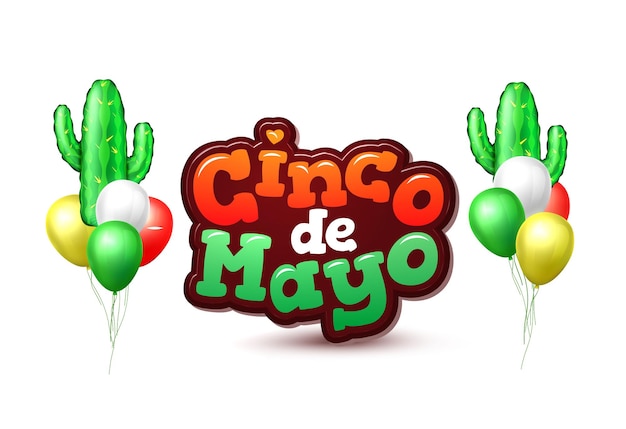 Vector realistic cactus air balloons Cinco de mayo holiday