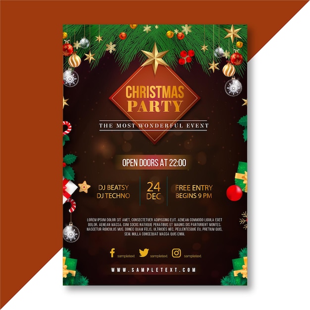 vector realistic christmas party poster template