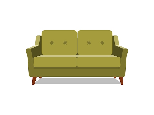 Vector realistic green sofa with on background Object of interior expensive and exclusive furniture for vip person cartoon illustration vector