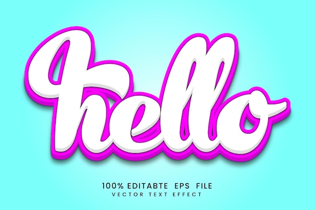 vector realistic Hello 3d text effect Fully Editable