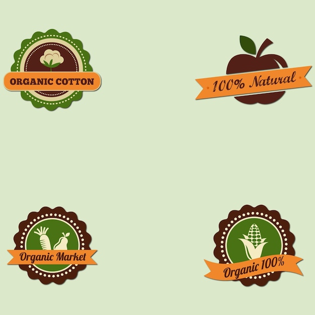 Vector realistic organic fruit label set