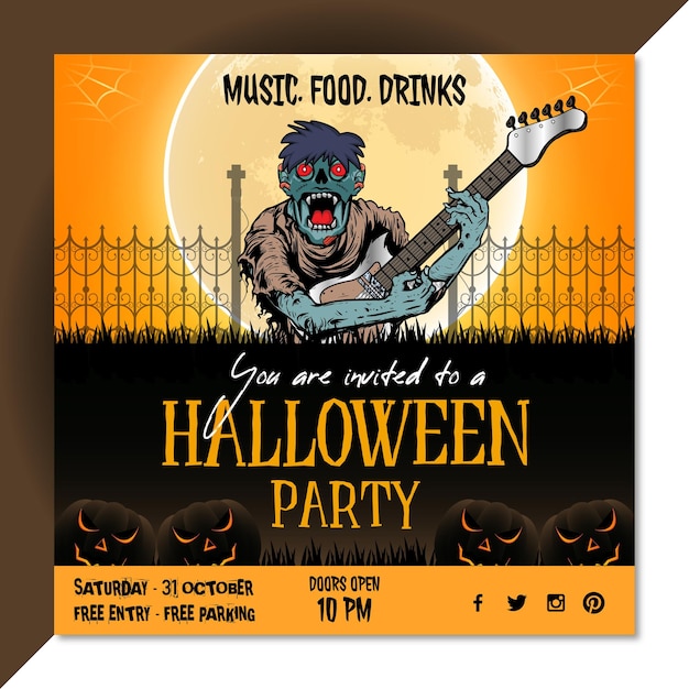 Vector vector realistic scary halloween party poster template