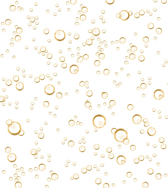 Vector realistic soda champagne carbonated drink with golden bubbles  background