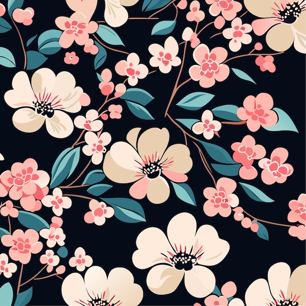 Vector realistic spring illustration with cherry blossom or pattern design