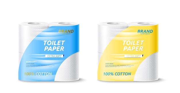 Vector realistic toilet paper roll package mockup