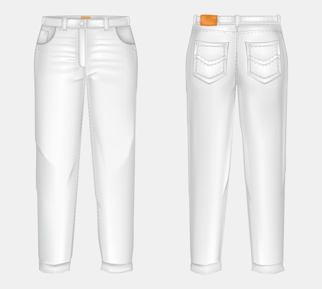 Vector realistic white casual jeans