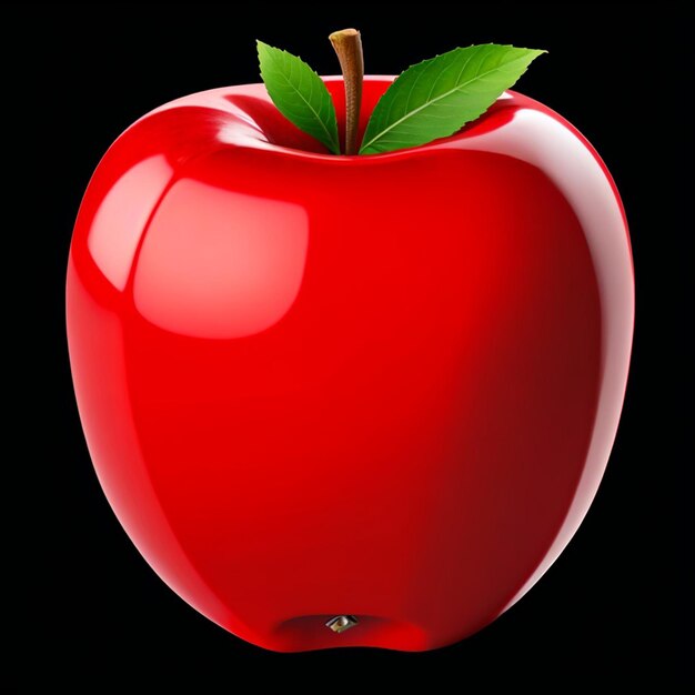 Vector vector red apple an apple with a green leaf that is on a black background