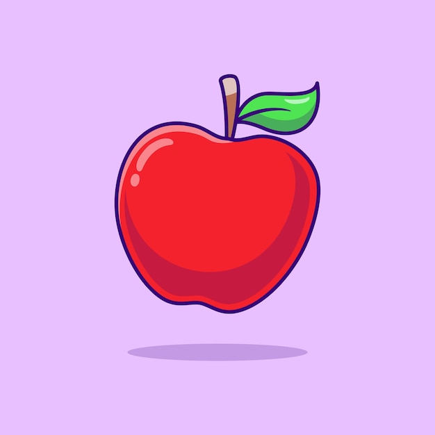 Vector red apple fruit cartoon illustration