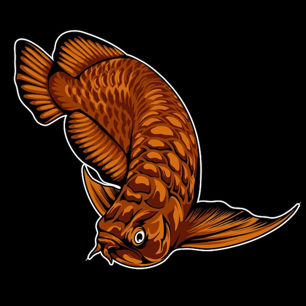 vector red arowana fish illustration design