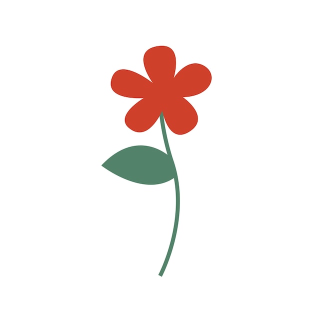 Vector red flower on a green branch