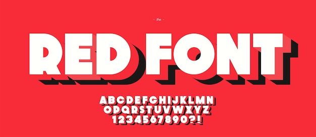 Vector red font 3d style modern typography