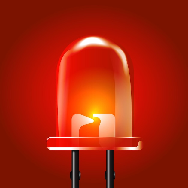 Vector Red luminous bright Light Emitting Diode