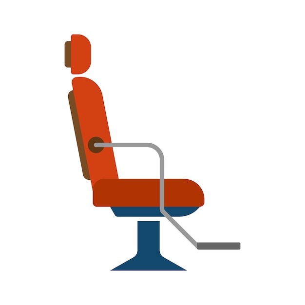 Vector red or orange and yellow barber chair on a white background Barbershop and hairdresser icon