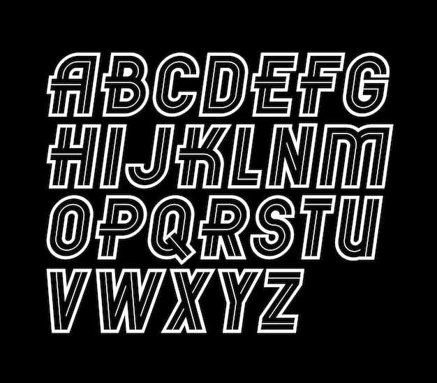 Vector regular retro upper case English alphabet letters collection, can be used in poster art creation.